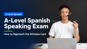 A-Level Spanish student preparing for a stimulus card speaking discussion
